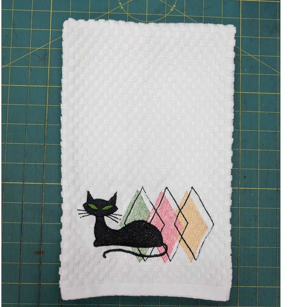 Retro Mid Century Modern Atomic Cat Kitchen Towel Set of 1 Great Gift Idea!